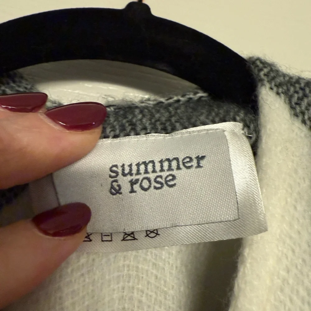Summer and Rose Black and White Check Cape with Toggle Closure